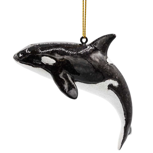 Orca whale ornament on a white background