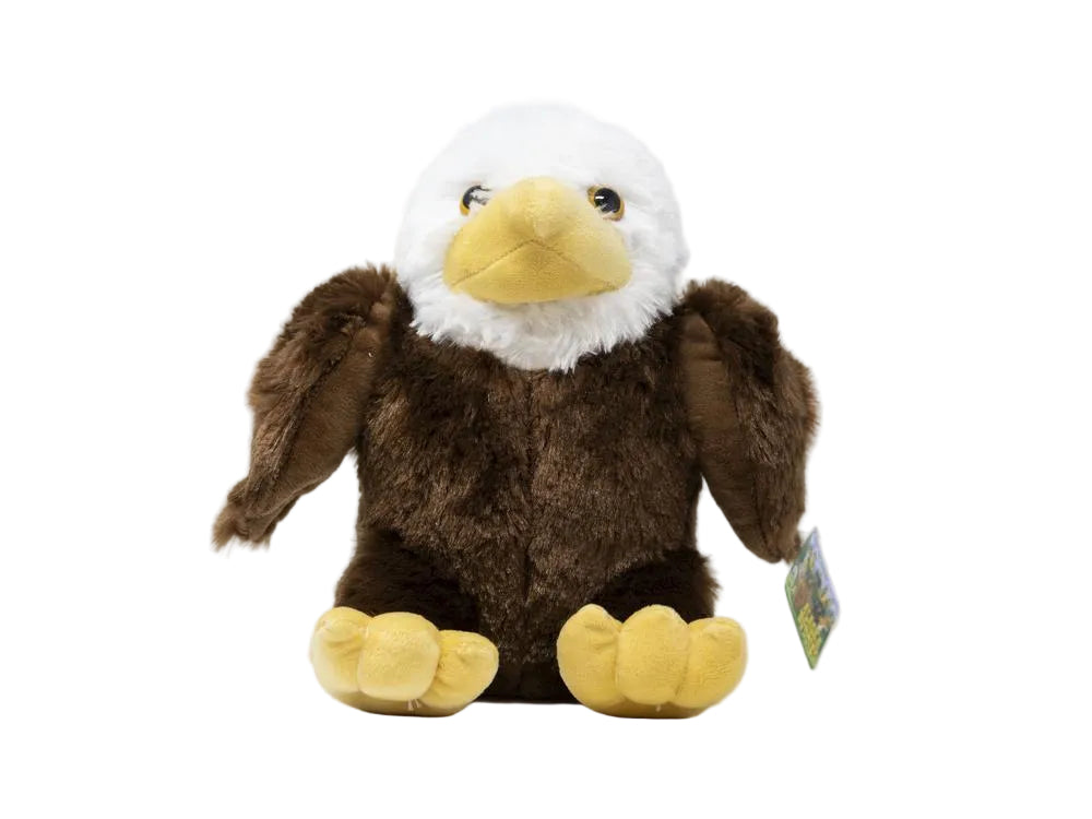 Plush eagle toy with a white background