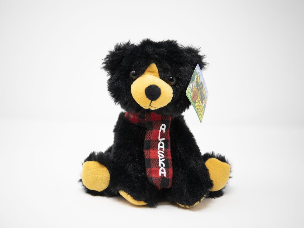 6" PLUSH BEANIE BOTTOM BLACK BEAR