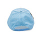 Back of light blue baseball cap on a white background
