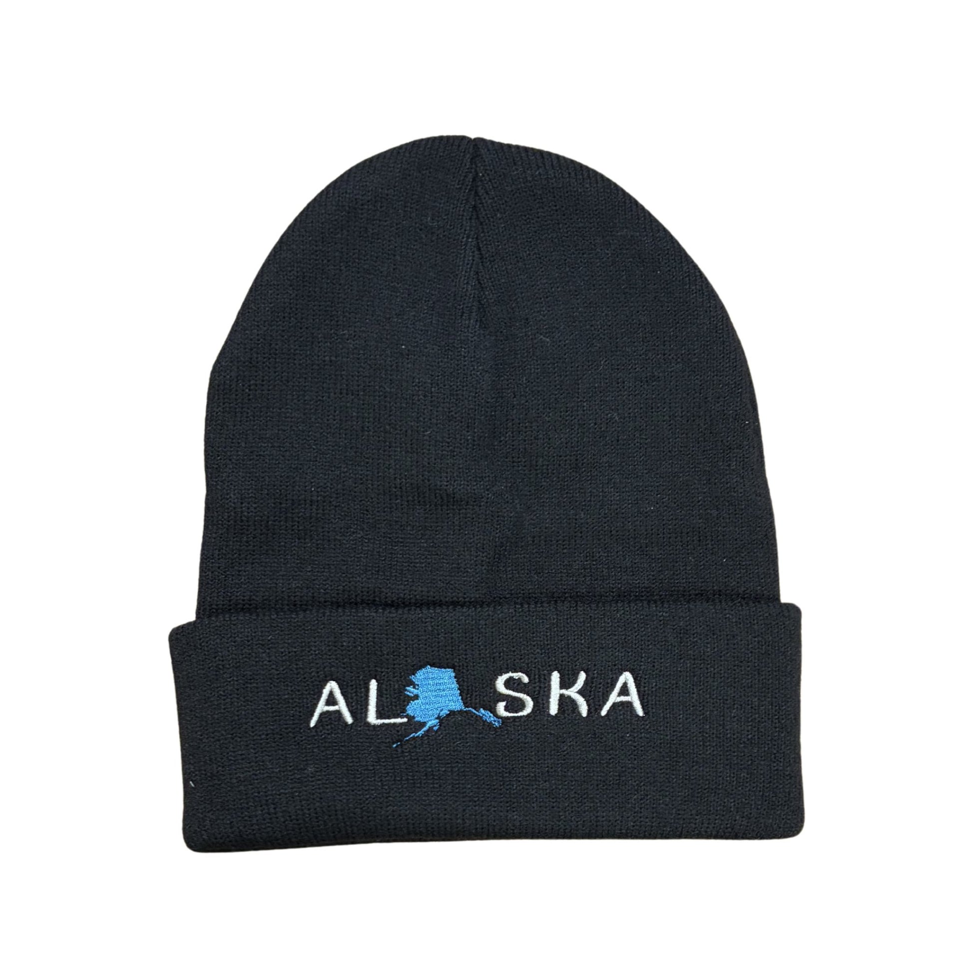 Black beanie with embroidered Alaska text