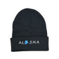 Black beanie with embroidered Alaska text