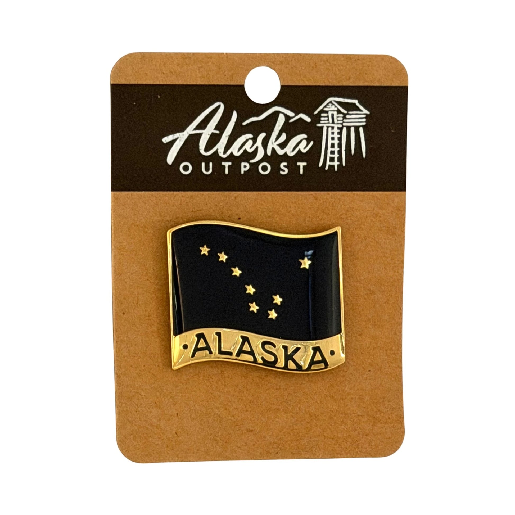 Alaska Flag Enamel Pin with Alaska Text 