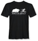 Black t-shirt with 'Meals on Wheels Alaska' graphic featuring a bear and cyclist.