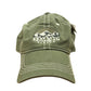 Green cap with a logo and text on a white background