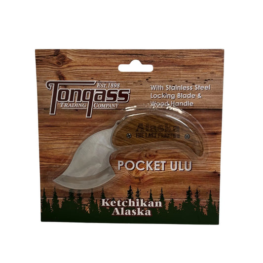 Packaging of a Pocket Ulu with Tongass Trading Company branding 