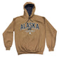 Brown hoodie with 'Alaska' text and graphic on a white background