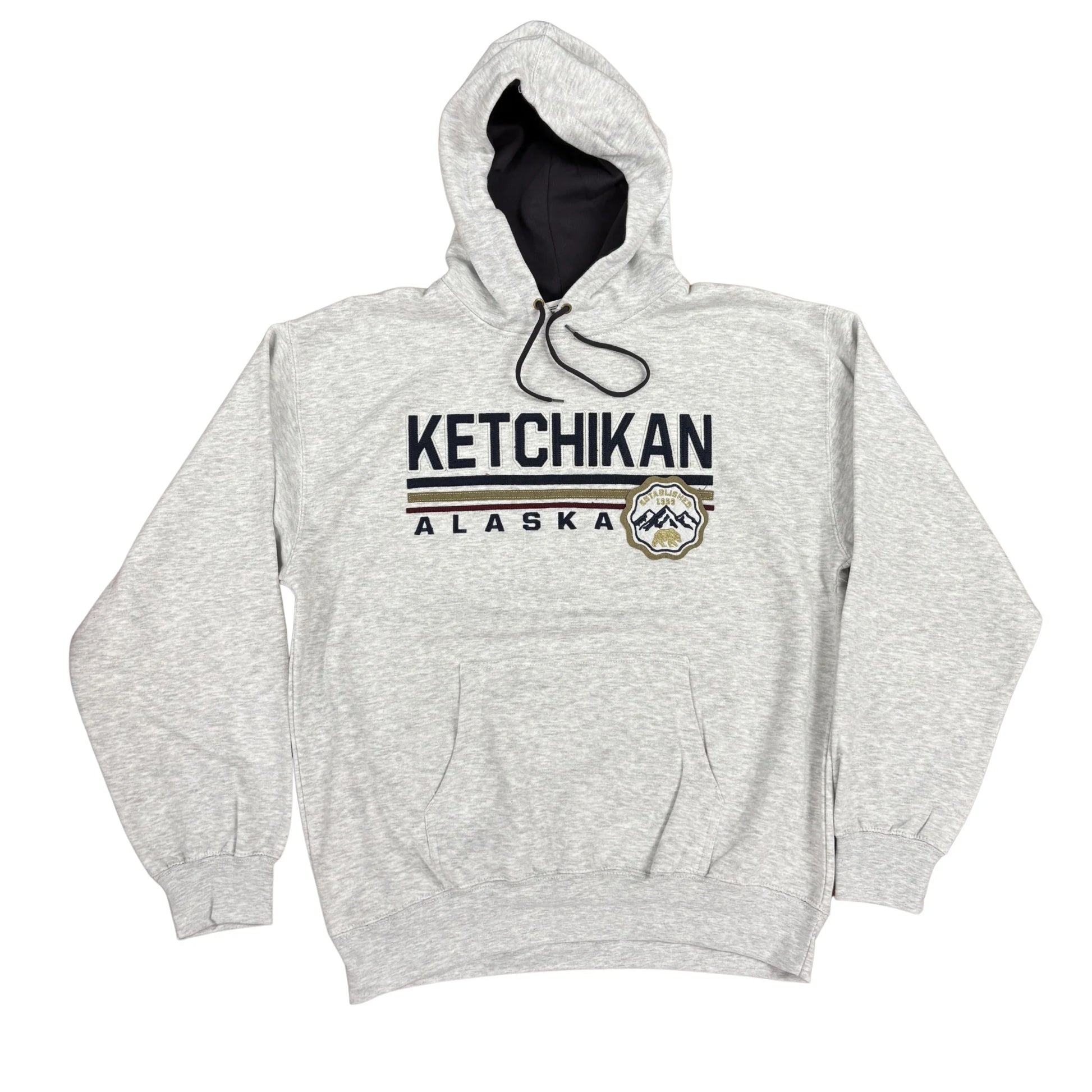 Grey hoodie with Ketchikan Alaska Text