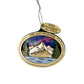 Wooden Ornament featuring northern lights and a cruise ship