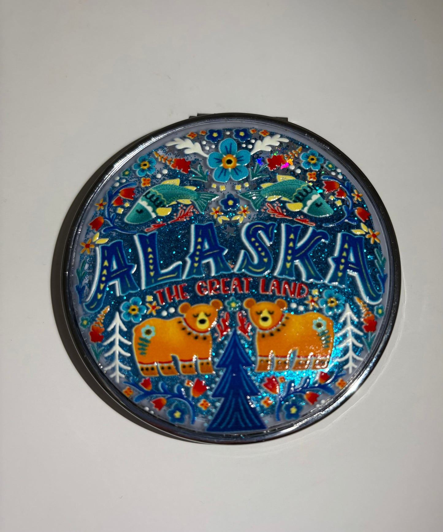 FOLK ART COMPACT MIRROR