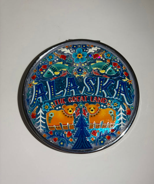 FOLK ART COMPACT MIRROR