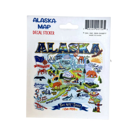 Alaska map themed decal sticker