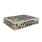 Playing card box with nature-themed design on a white background