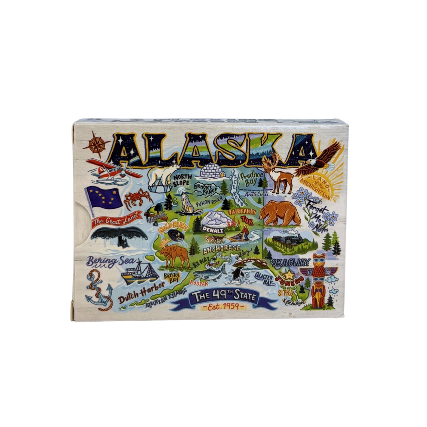Deck of Cards box with Alaska themed designs