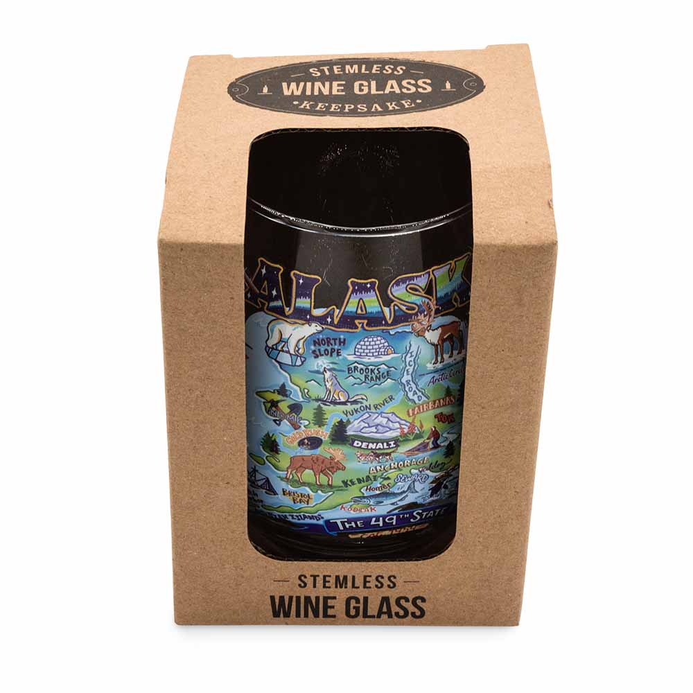 ALASKA MAP STEMLESS WINEGLASS