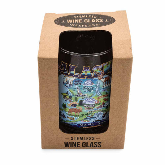 ALASKA MAP STEMLESS WINEGLASS
