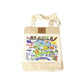 Tote bag with a colorful illustration of Alaska on a white background