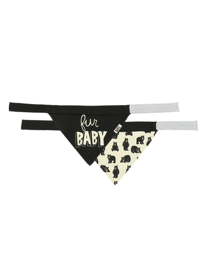 Pet bandana with 'fur baby' text and bear pattern on a white background