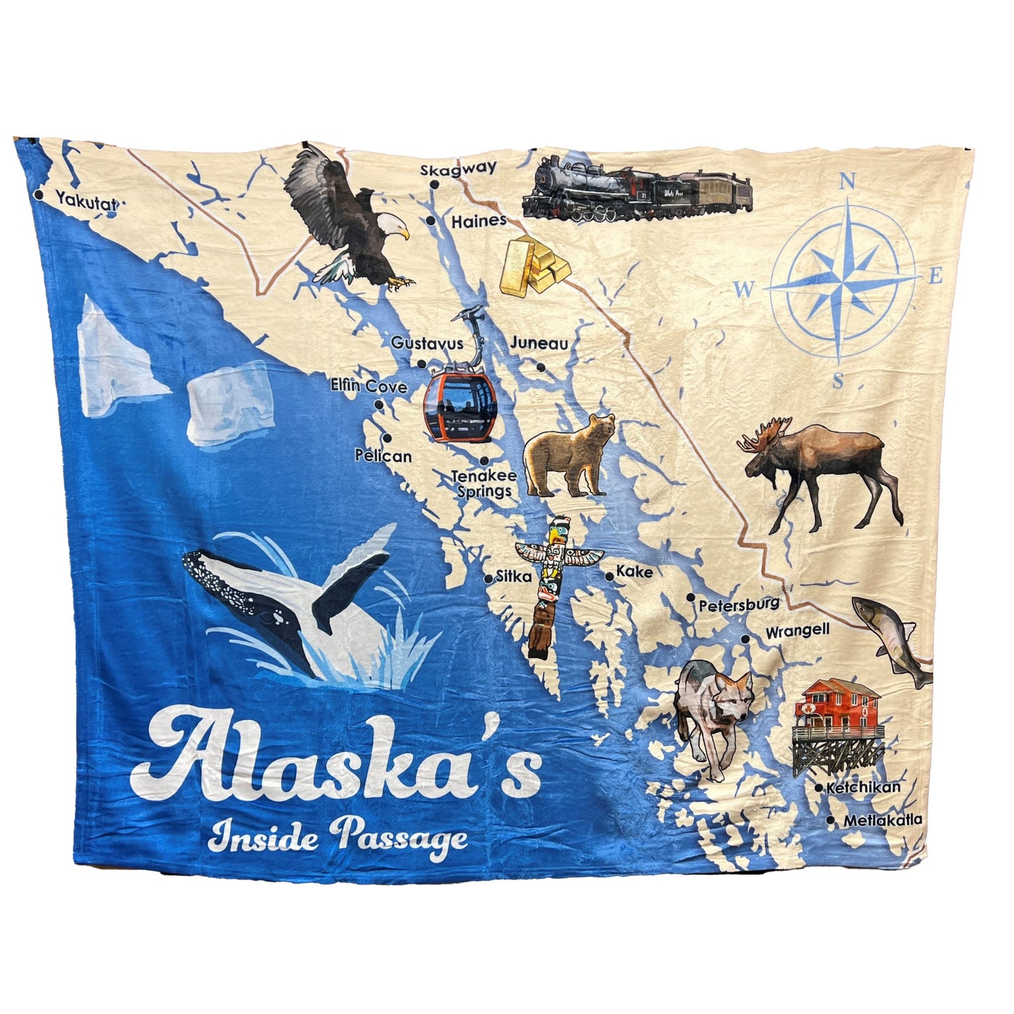 Alaska Inside Passage soft blanket laid out
