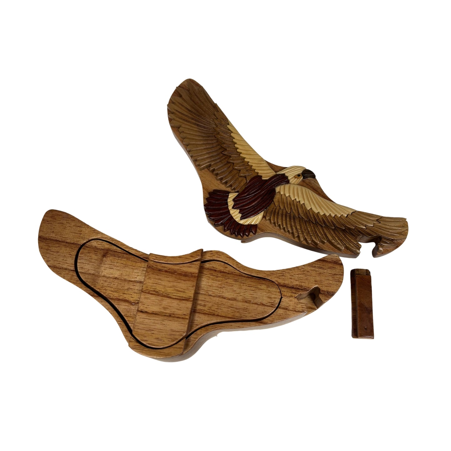 Wooden eagle-shaped trinket box
