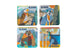 Four coasters with Alaska-themed illustrations of animals and landscapes on a white background.