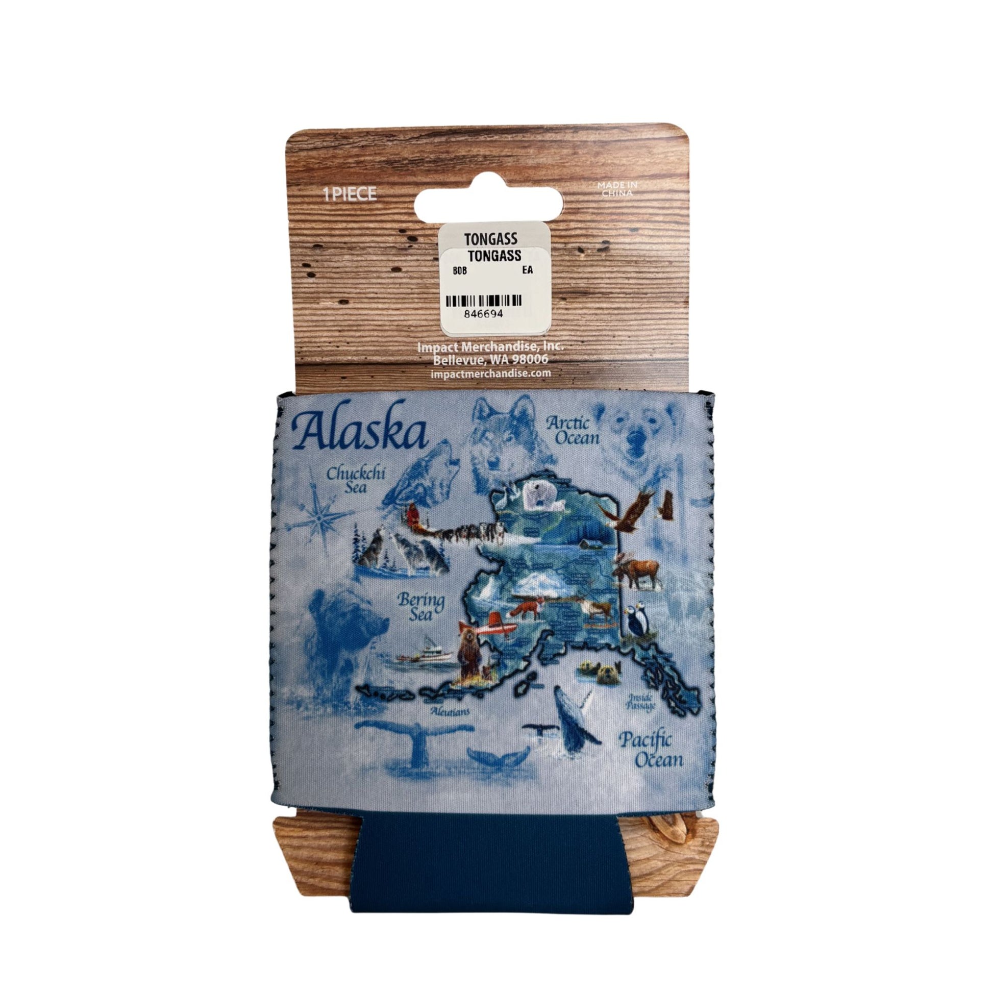 Back of Alaska-themed Koozie