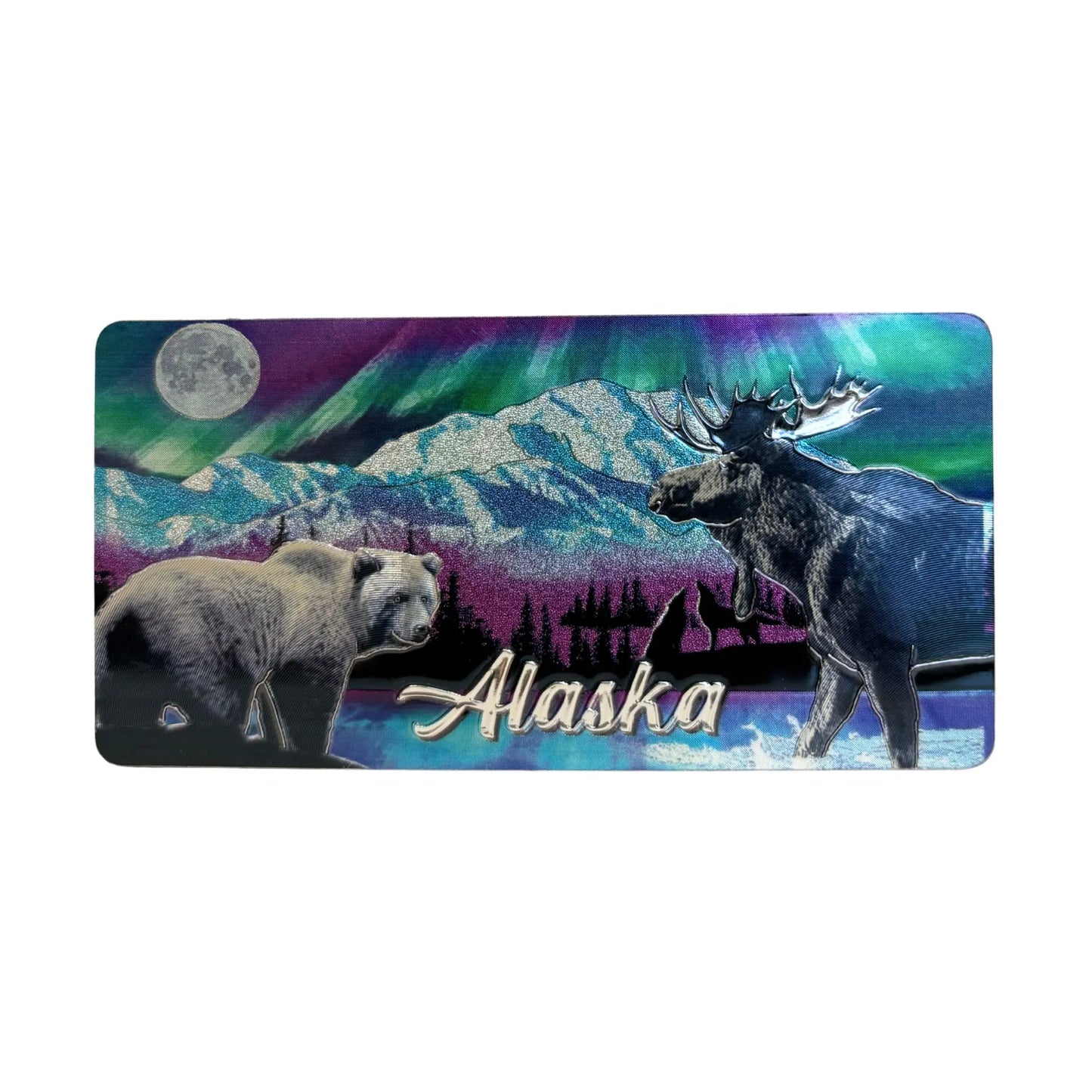 Magnet with Alaska Northern lights design 