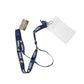 Navy blue lanyard with 'Alaska' text and a clear badge holder 