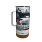 Travel mug with a scenic design 