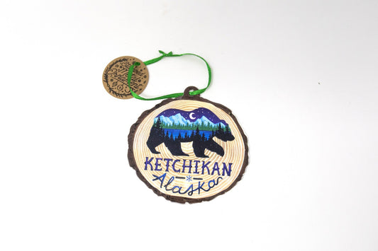 HANDPAINTED BEAR STAMPED METAL ORNAMENT