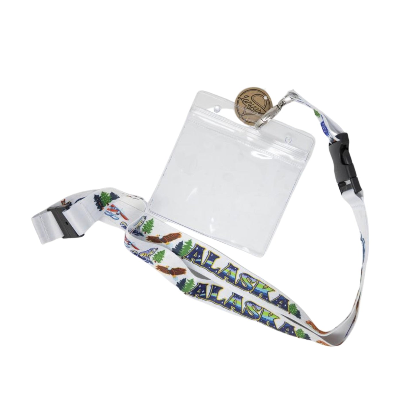 Alaska themed lanyard on a white background