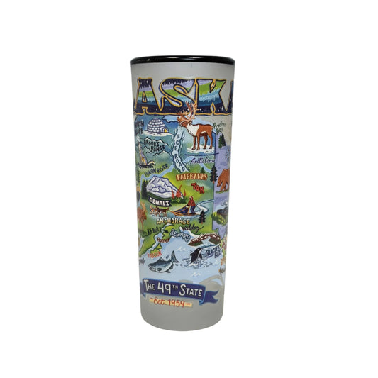 Shot glass with colorful design of Alaska