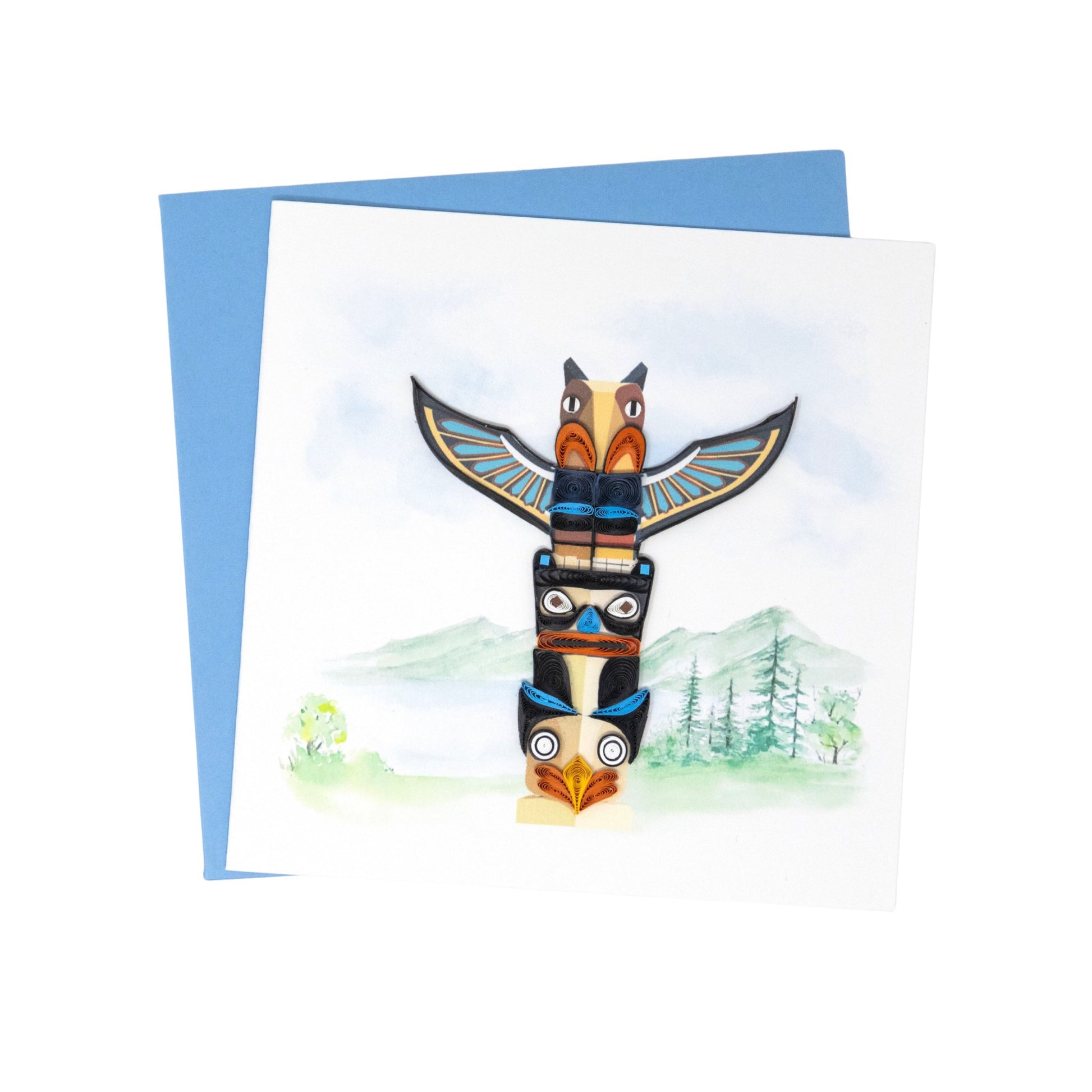 Greeting card with a colorful totem pole design