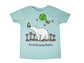 Light blue t-shirt with a polar bear and butterfly design on a white background