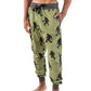 Green jogger pants with black silhouette pattern 