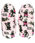 Pair of slippers with bear illustrations and 'Bear in the Morning' text on a pink background