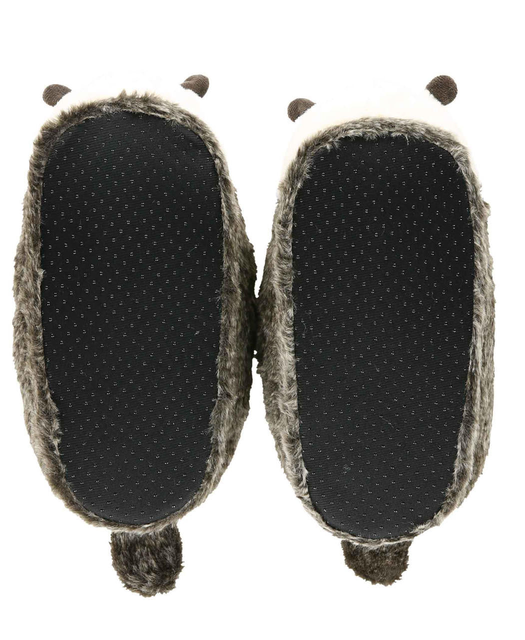 Bottom of otter slippers showing the grip soles on a white background