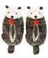 Pair of plush slippers with otter design on a white background