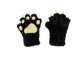 Pair of black paw-shaped gloves with beige centers on a white background