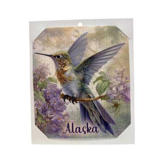 Beautiful ecofriendly dish cloth with hummingbird design