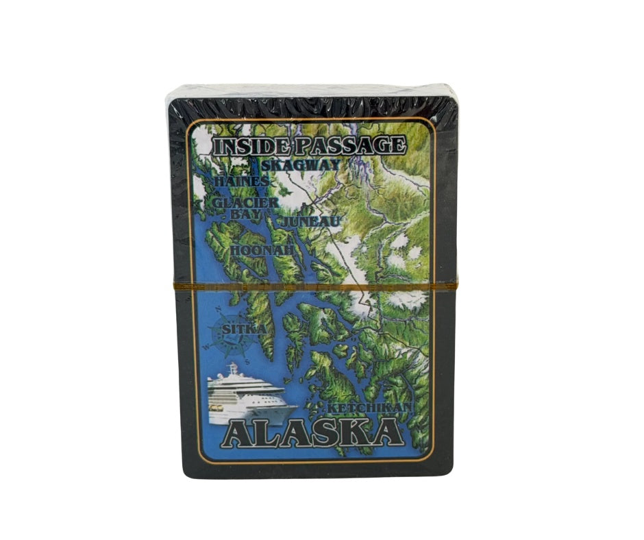 Playing card deck with a map of the Alaska Inside passage