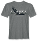 Gray t-shirt with an eagle graphic and 'Alaska The Great Land' text on a white background