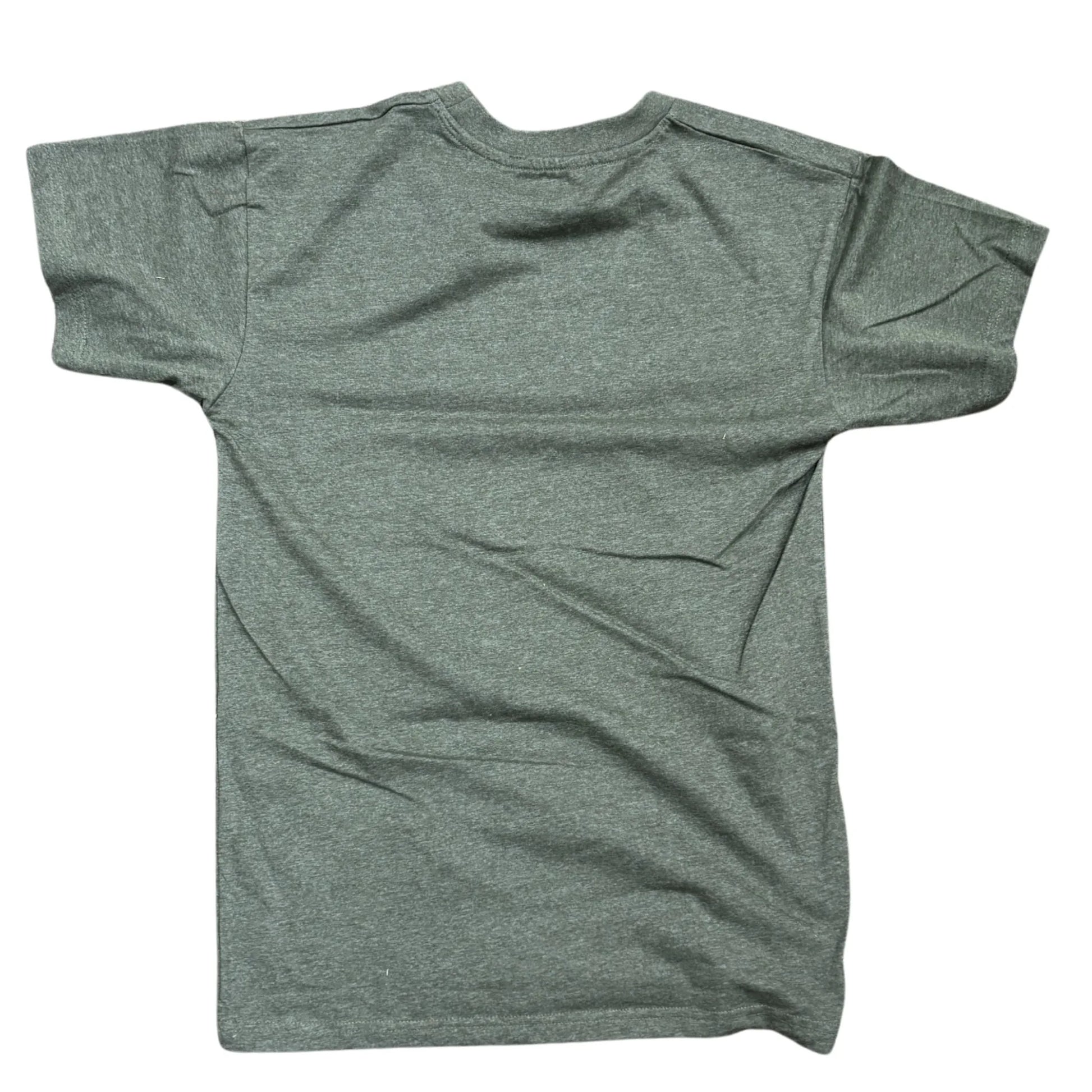 Back of green t-shirt on a white background