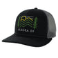 Black hat with green and yellow accents