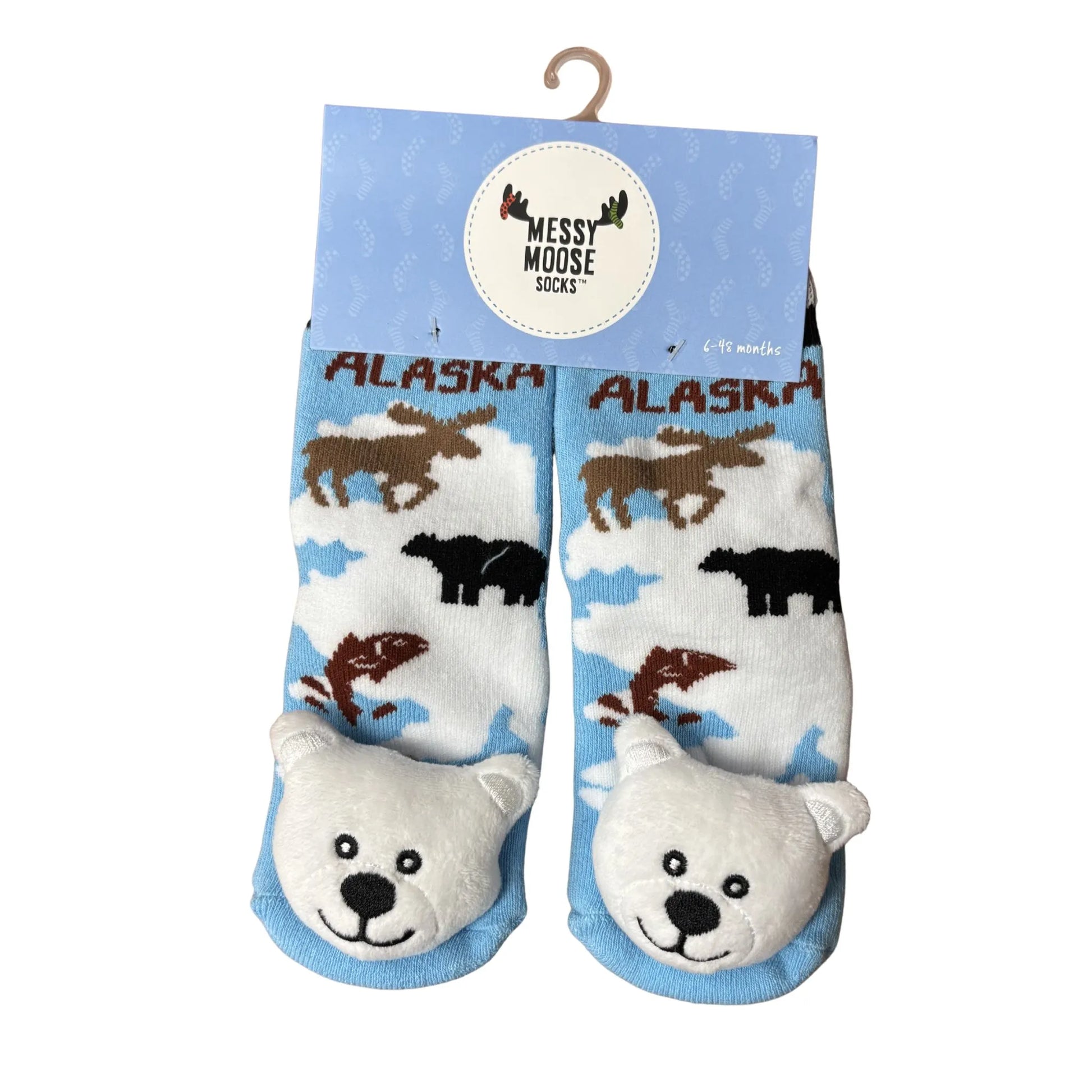 Pair of infant socks with animal designs