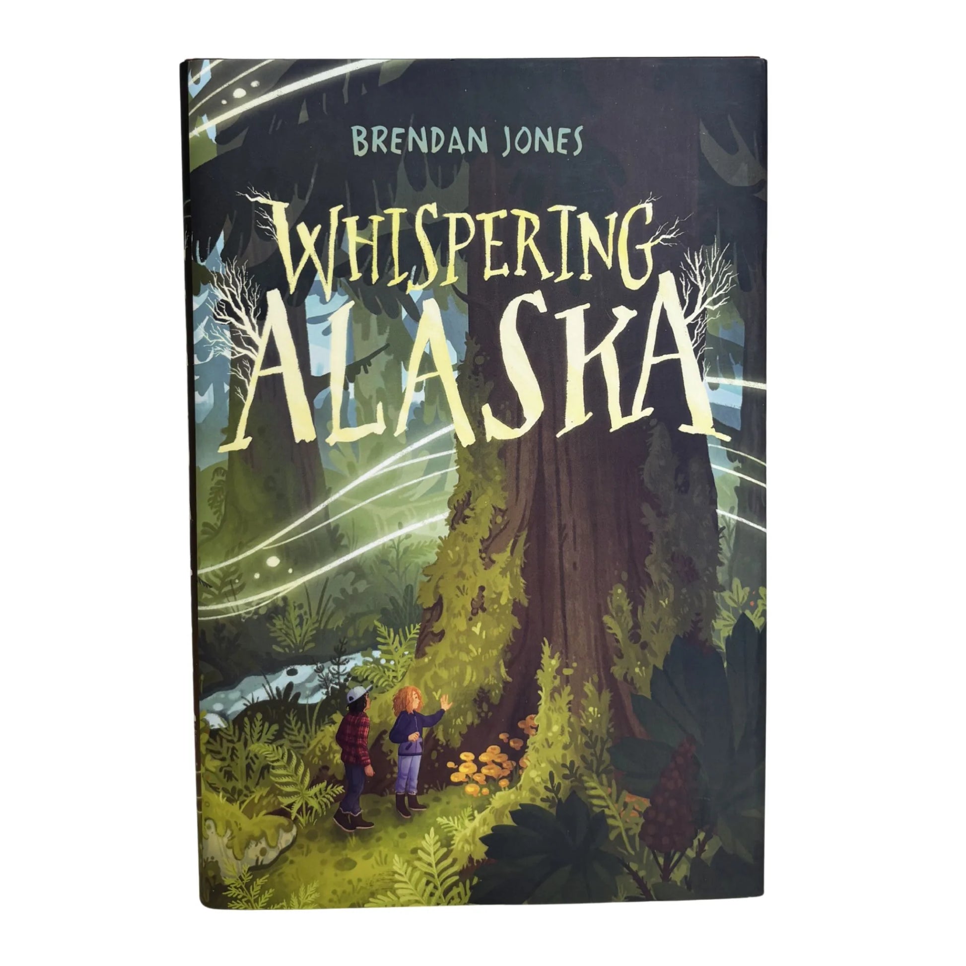 Book titled 'Whispering Alaska' by Brendan Jones with a forest cover illustration.