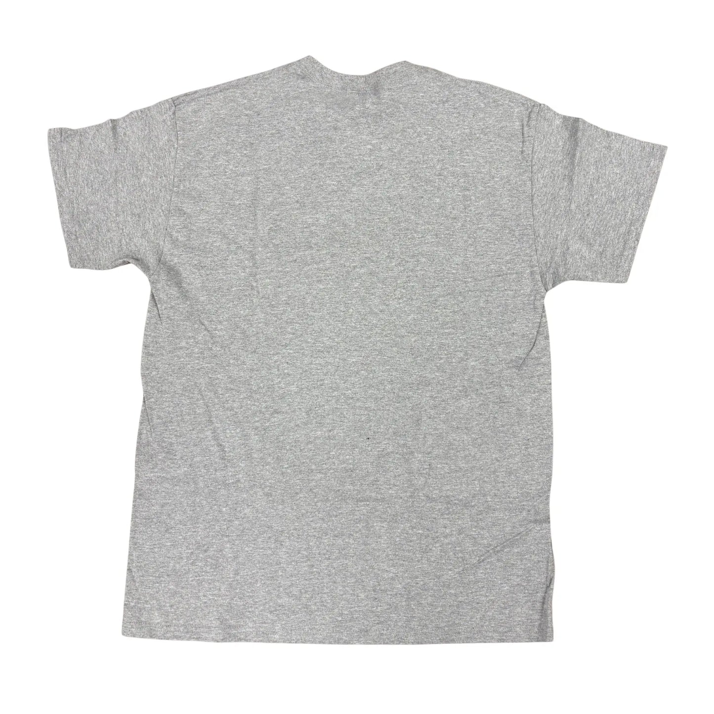 Back of gray t-shirt on a white background