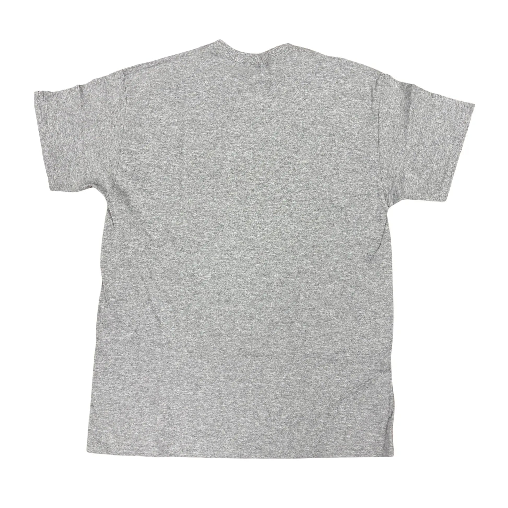Back of gray t-shirt on a white background