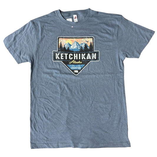 Blue t-shirt with Ketchikan, Alaska graphic