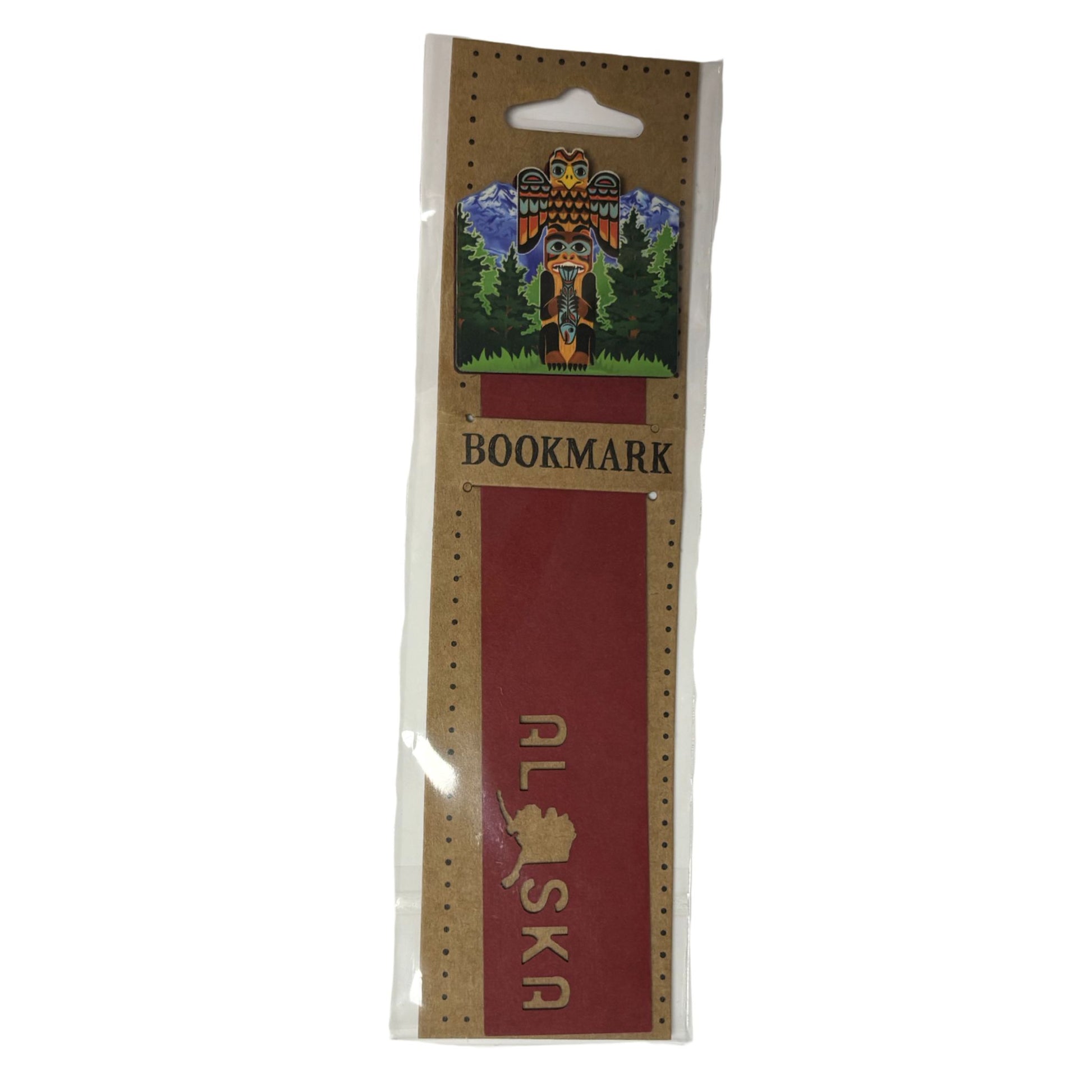 Bookmark with a totem pole and Alaska cutout 